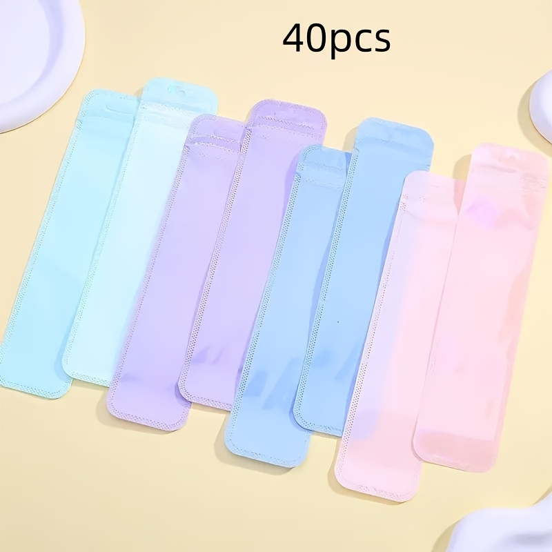 E-shop Eine Packung mit 20/40 2,17*8,66 Zoll Macaron Stiftebeutel, Stiftverpackungsbeutel, Wiederverwendbar, Geeignet für Partys, , Lipgloss, Schmuck