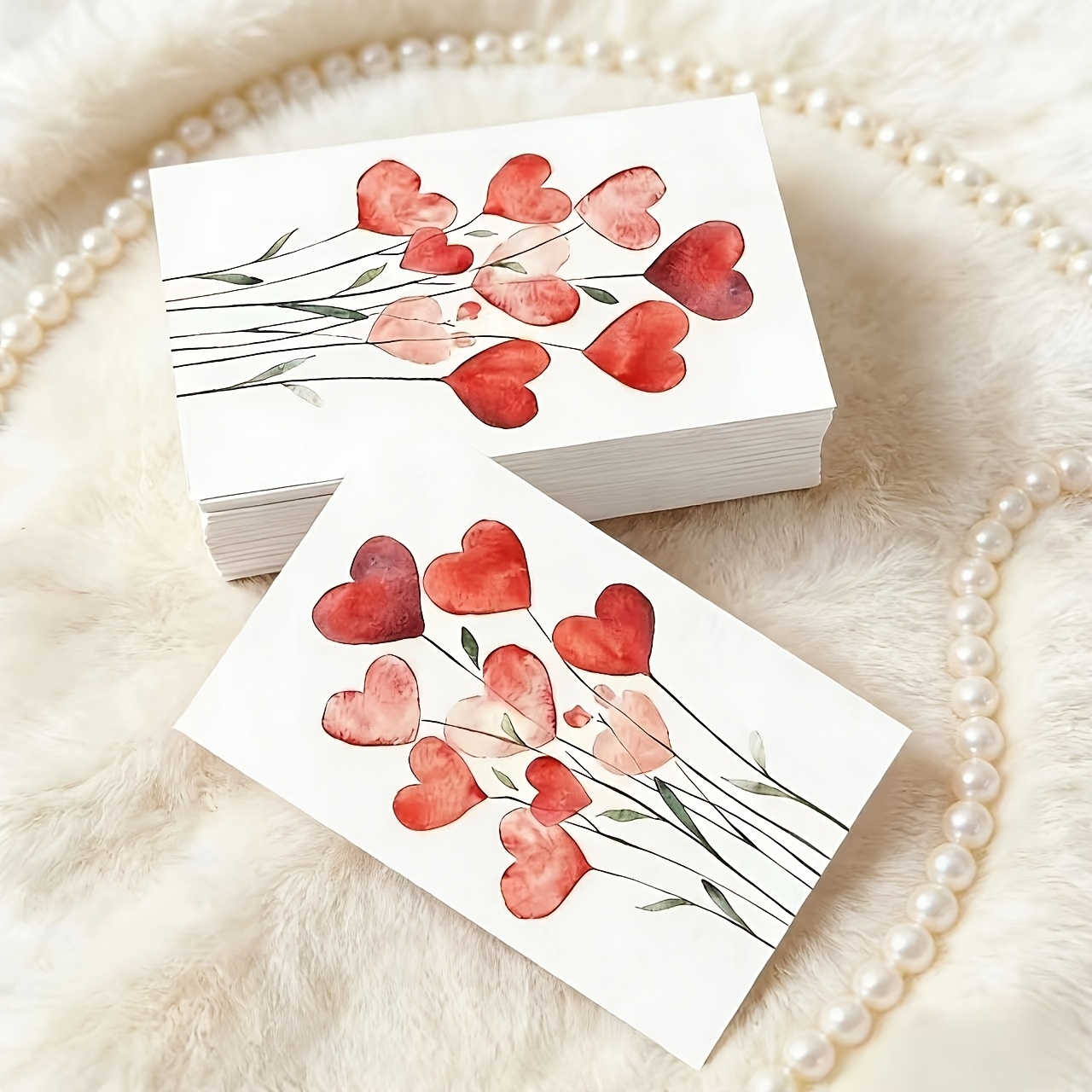 TEMU 60pcs Set Of Watercolor Heart-shaped Floral Greeting Cards, Suitable For Weddings, Valentine's Day, And Birthdays - Blank Inside For Writing ,