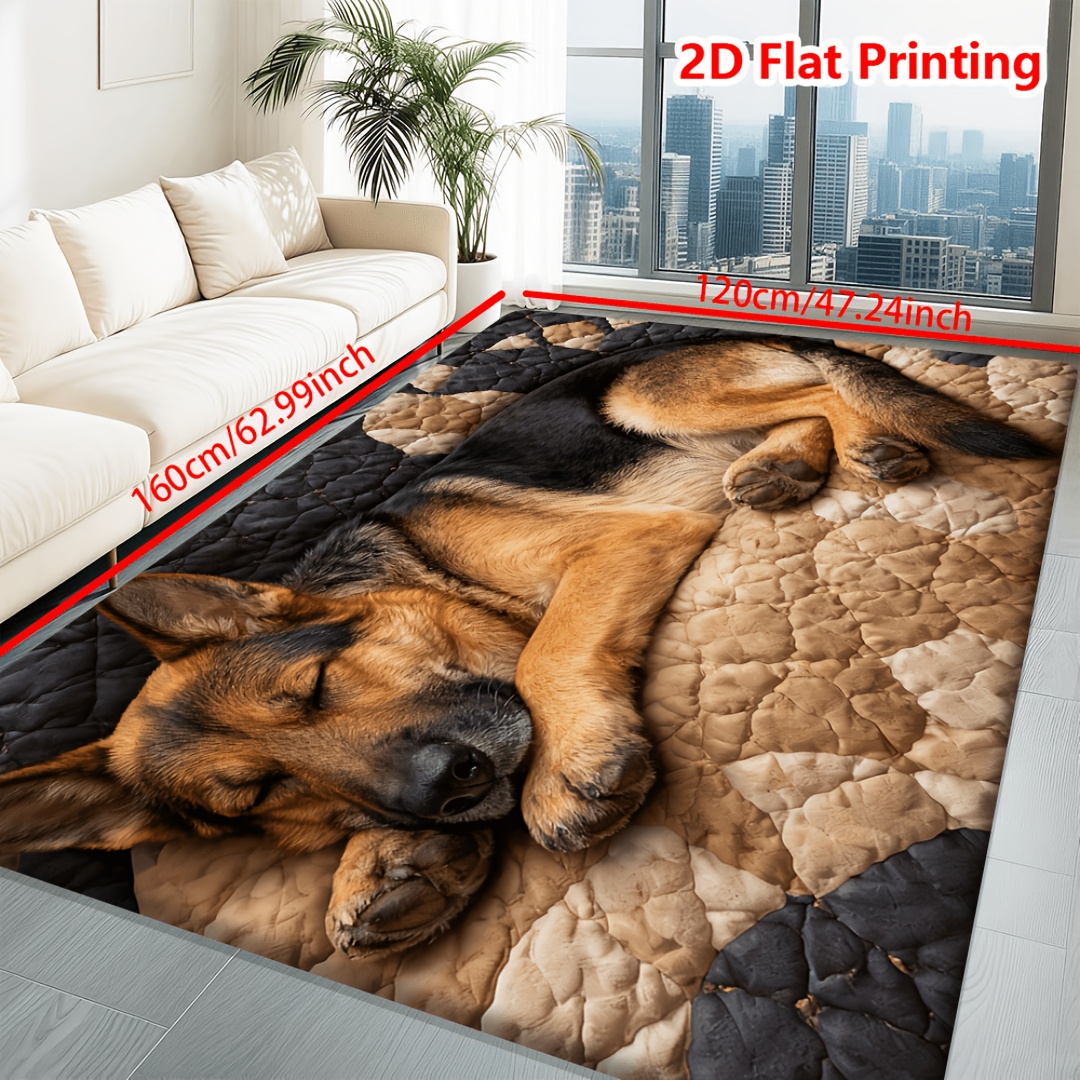 TEMU Product [flannel   1cm Thick Sponge Material] German Shepherd Sleeping On A Quilted Blanket Pattern Print Multi-functional Decorative Item,