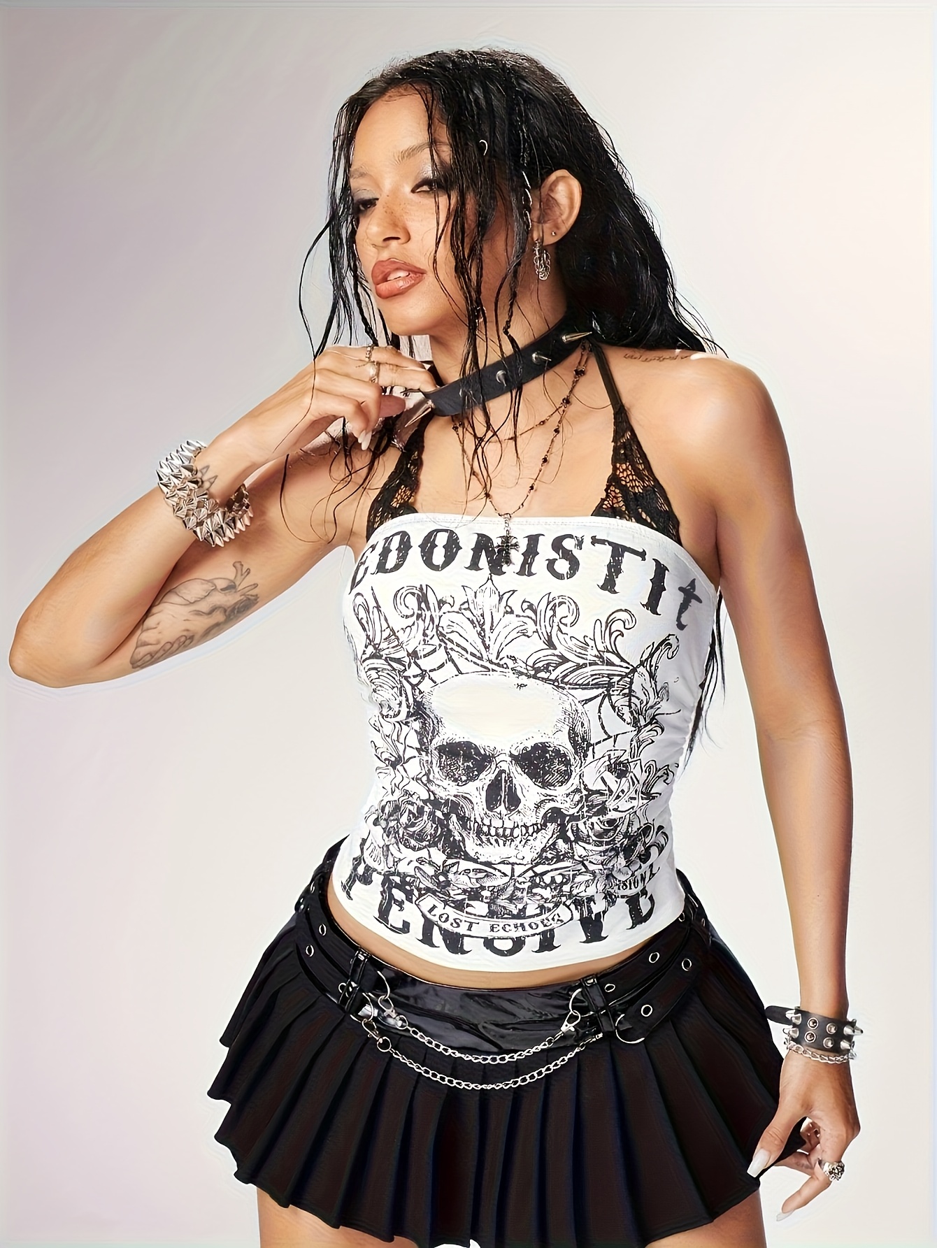 punk womens y2k concert outfit punk skull print camisole - Temu Canada