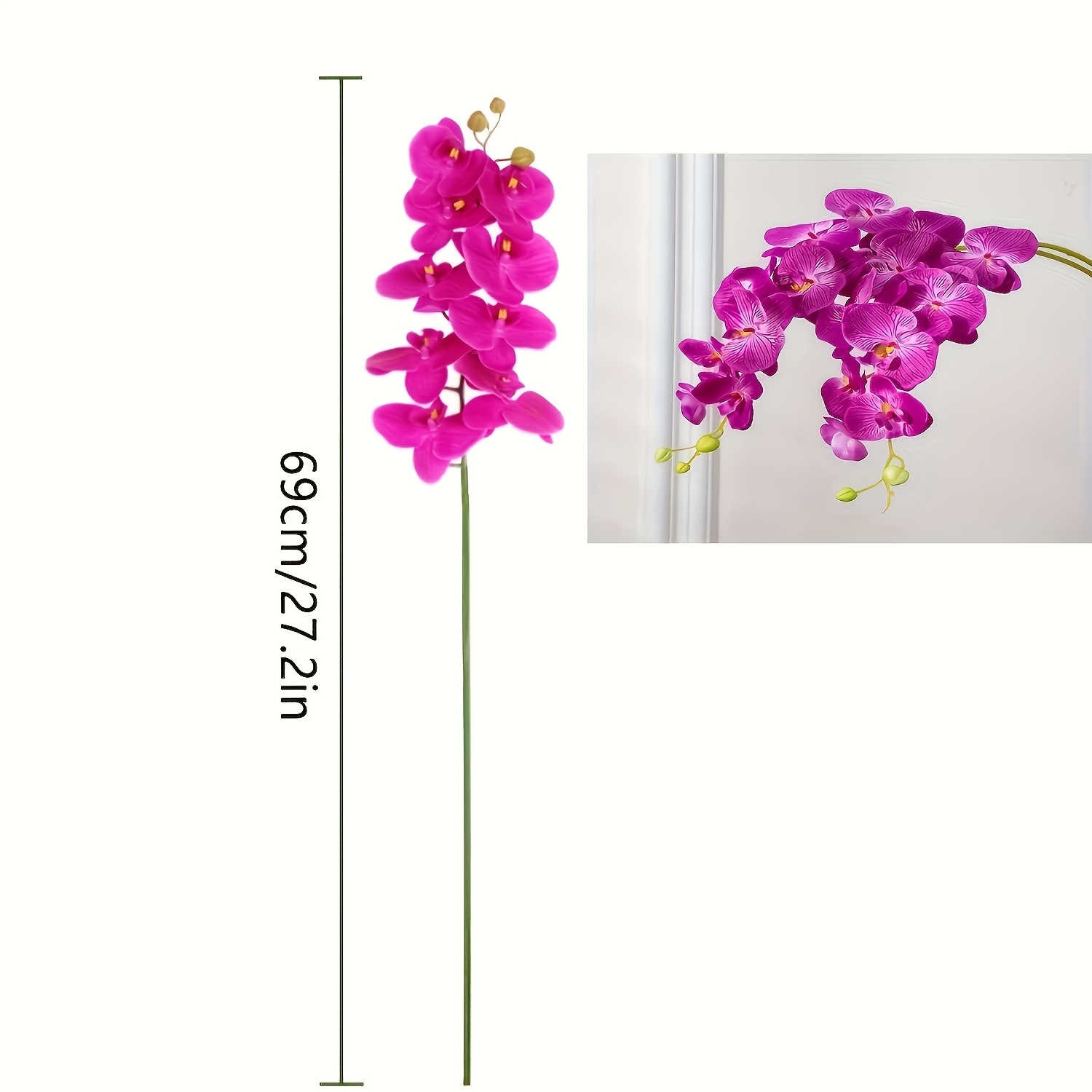Artificial Flowers 27 Inch Artificial Magenta Orchid Faux Orchid Real Touch Artificial Flowers Long Stem Artificial Flowers Tall Vase Wedding Home Party Decoration (magenta)