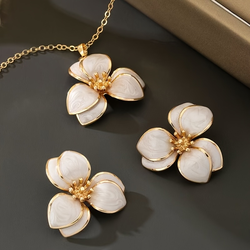 TEMU Set di 3 pezzi di orecchini pendenti e collana con motivi retr簷, eleganti e