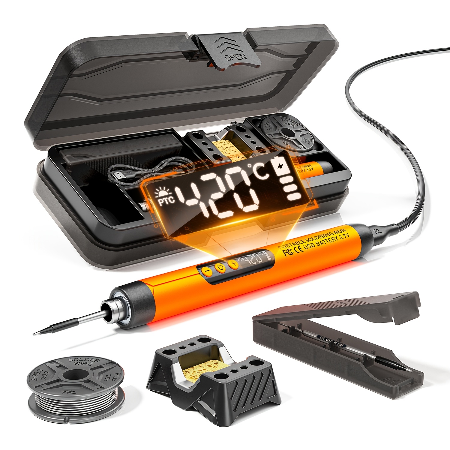 TEMU Lcd Digital Display, Wireless Soldering Iron, Fast Heating With Adjustable Temperature, Professional Portable Electronic Repair Tool
