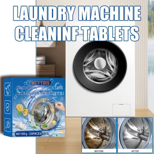 20pcs washing machine effervescent tablets deep cleaning tablets for washing machine deodorizes removes stains and od suitable for front load washing machine drum and tank cleaning