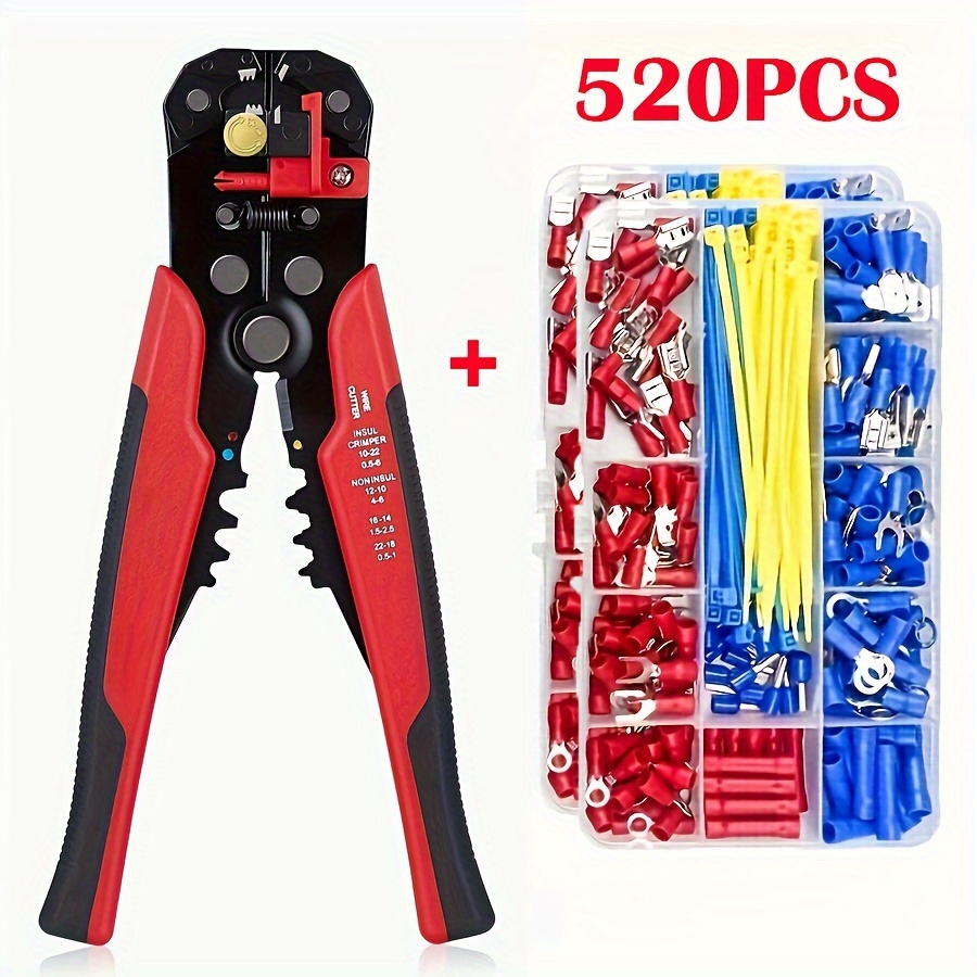 

520pcs Electrical Kit Plier, Insulated Terminals, , Assorted Insulated For Safe Electrical Wiring In Automotive & Projects