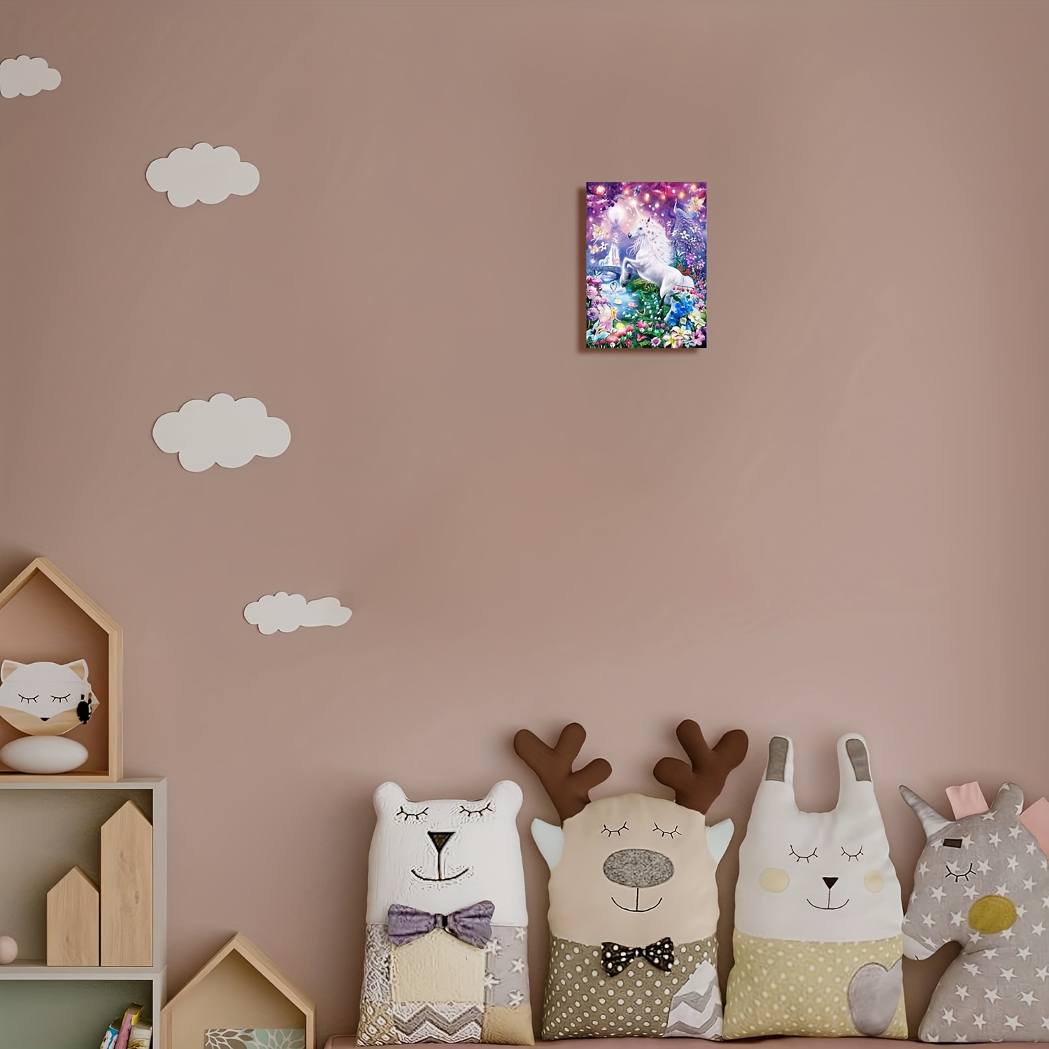 Unicorn Canvas Wall Art Colorful Unicorn Elf Peacock Castle - Temu