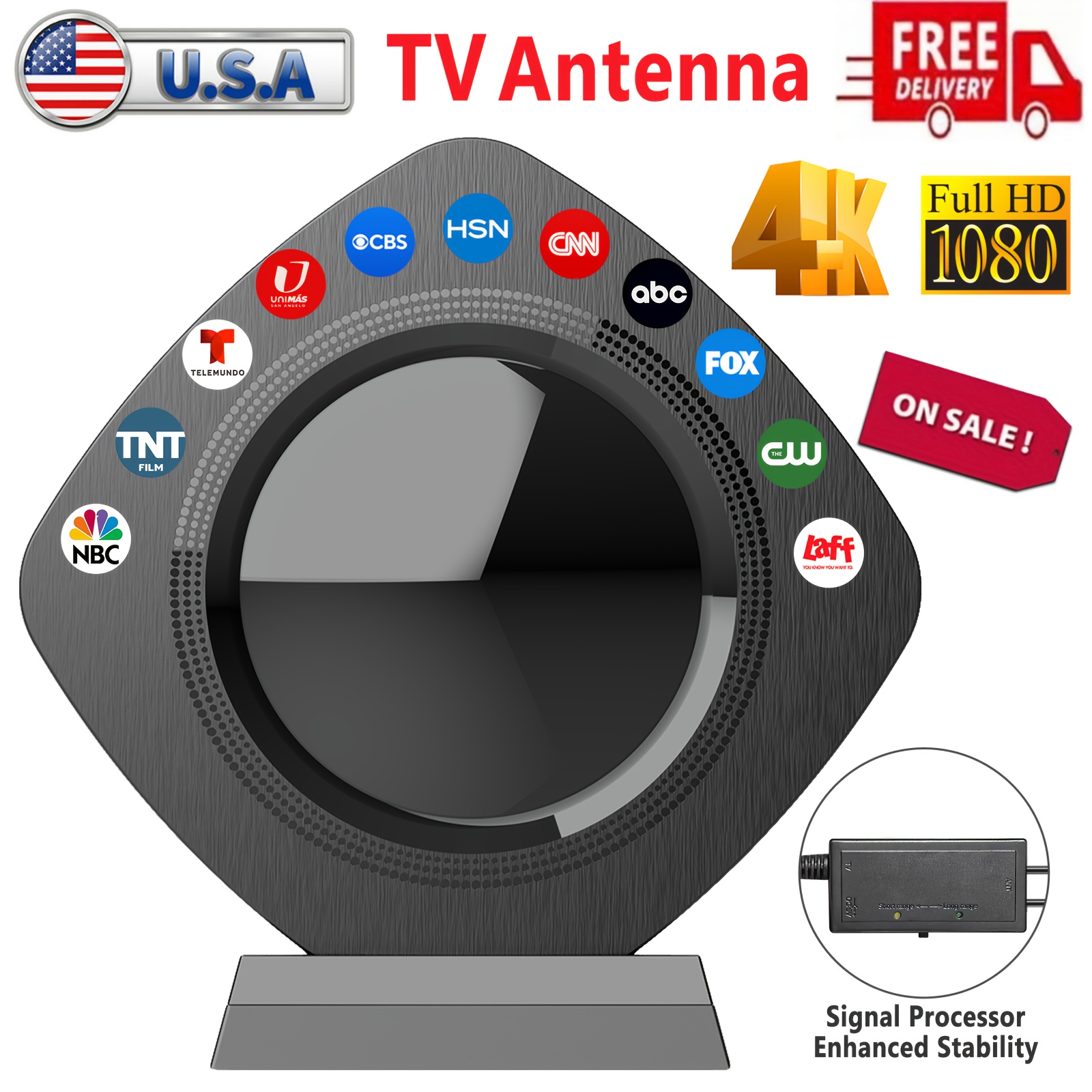 Digital TV Antenna Ultra High Definition 360° Receiving Signal Antenna 200 Kilometers Long Distance TV Antenna Small Portable Indoor Amplified High Definition Digital Antenna For Smart TV Easy To Use Suitable For New And Old TVs Quickly Watch Local