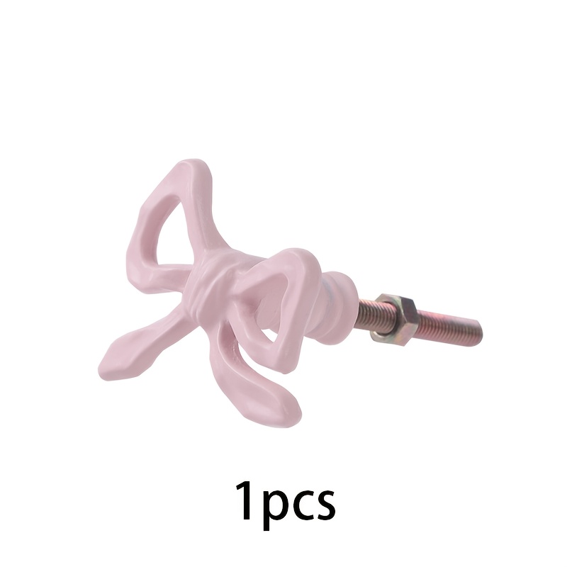E-shop 1/4/6 Stück Französische Stil Rosa Schleifengriffe für Schubladen Kommoden, Vintage Rosa Schleifengriffe