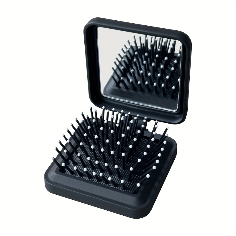 TEMU 1pc Macaron Folding Mirror Combs Outdoor Portable Makeup Brushes Cute Mini Cartoon Hair Brushes