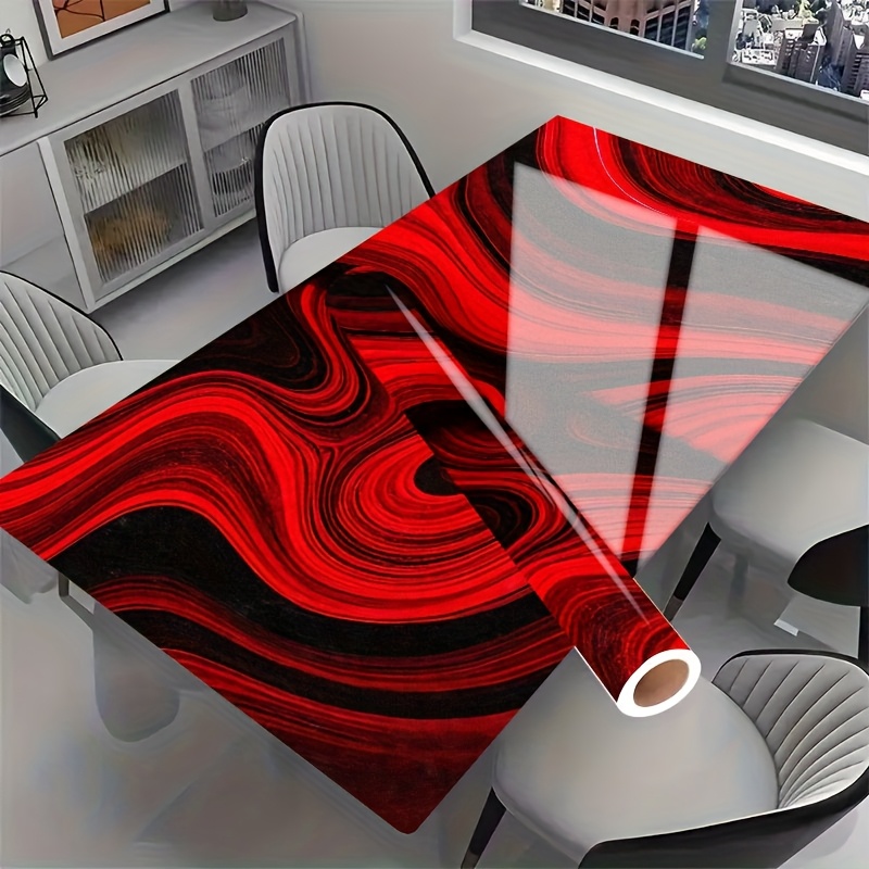 TEMU 1pc Of Large Self-adhesive Wallpaper Stickers Measuring 50x100cm (19.7x39.4 Inches) Featuring A Red And Black . This Waterproof Vinyl Adhesive
