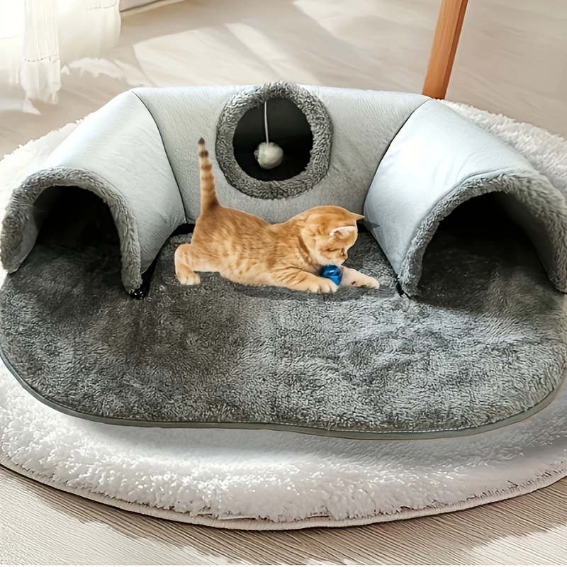 Image of Cat Nest - Cat Tunnel - Cat Nest Mat - Tunnel Cat Nest Anti-slip Mat 3-in-1 Tunnel Cat Nest Universal Cat Tunnel, Cat Bed, Cat Passage, Detachable And Washable, Cat Toys, Pet Cat Supplies