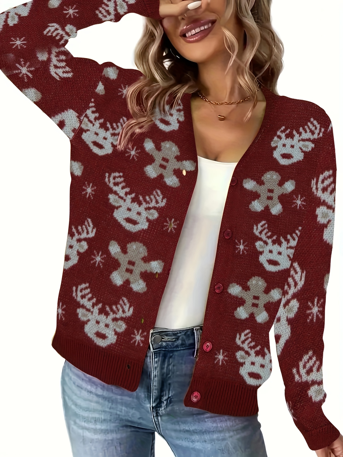 plus size women's plus size christmas sweater elegant v neck