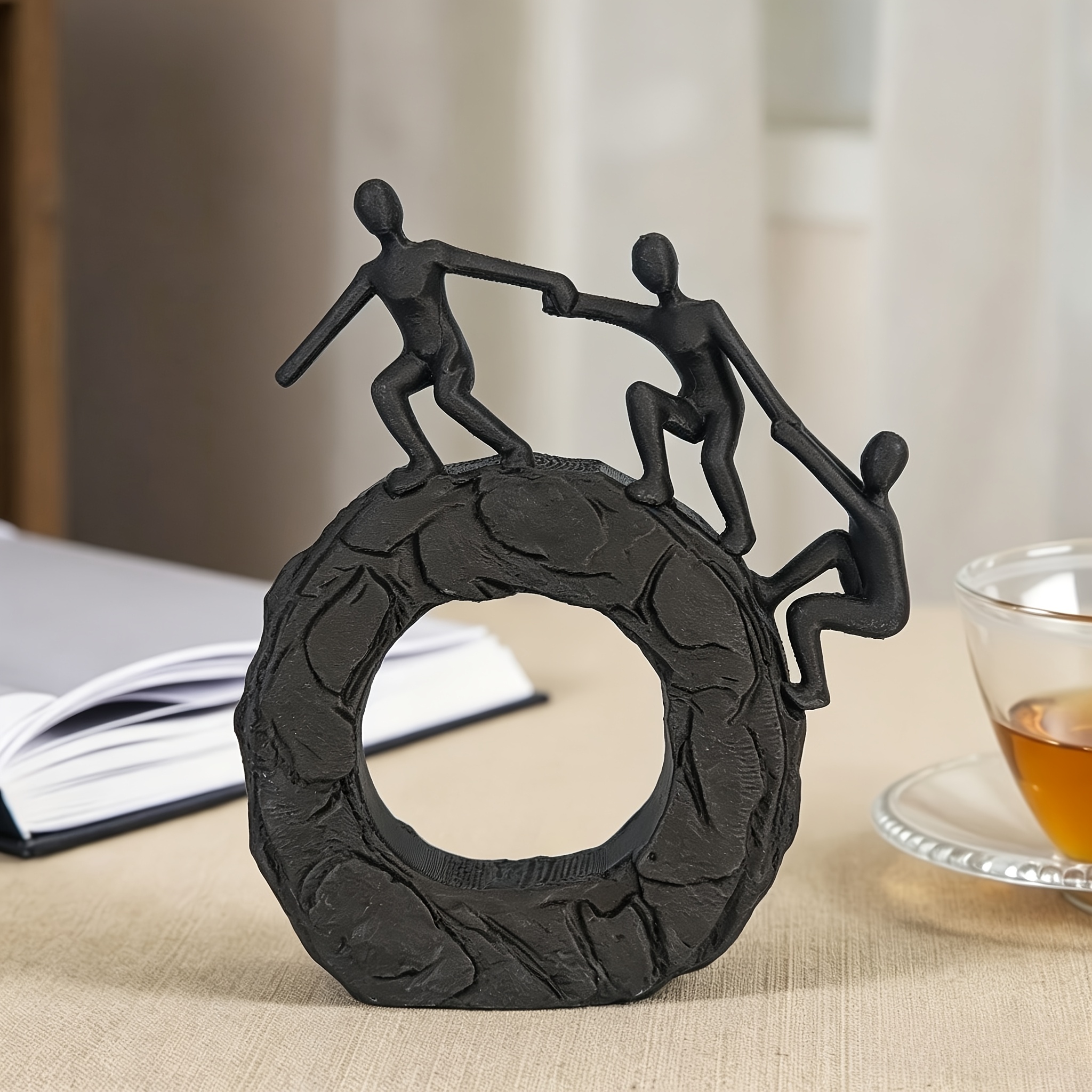 TEMU Black Abstract Portrait Sculpture, Abstract Sculpture, Unique Black Living Room Office Decor, Creative Gift For Art Lovers, Indoor And Outdoor