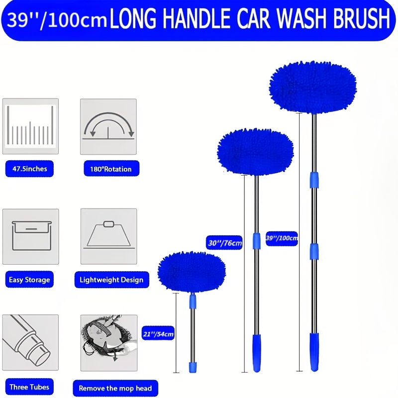 Temu – TEMU Telescopic Chenille Car Wash Brush, Car Cleaning Mop, Automotive Cleaning Supplies, Car Washing Tools