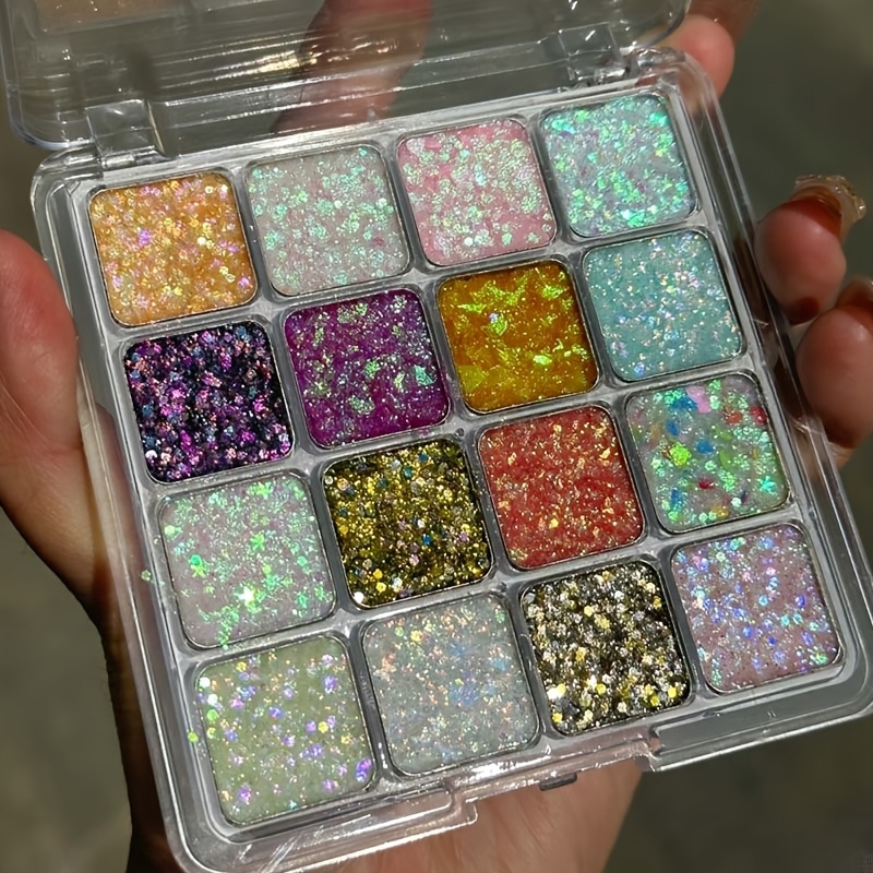 TEMU 16color Glitter Eyeshadow Palette Shimmering Iridescent Sequin Eye Makeup Holographic Sparkle Longlasting And Waterproof TEMU 16color Glitter Eyeshadow Palette Shimmering Iridescent Sequin Eye Makeup Holographic Sparkle Longlasting And Waterproof