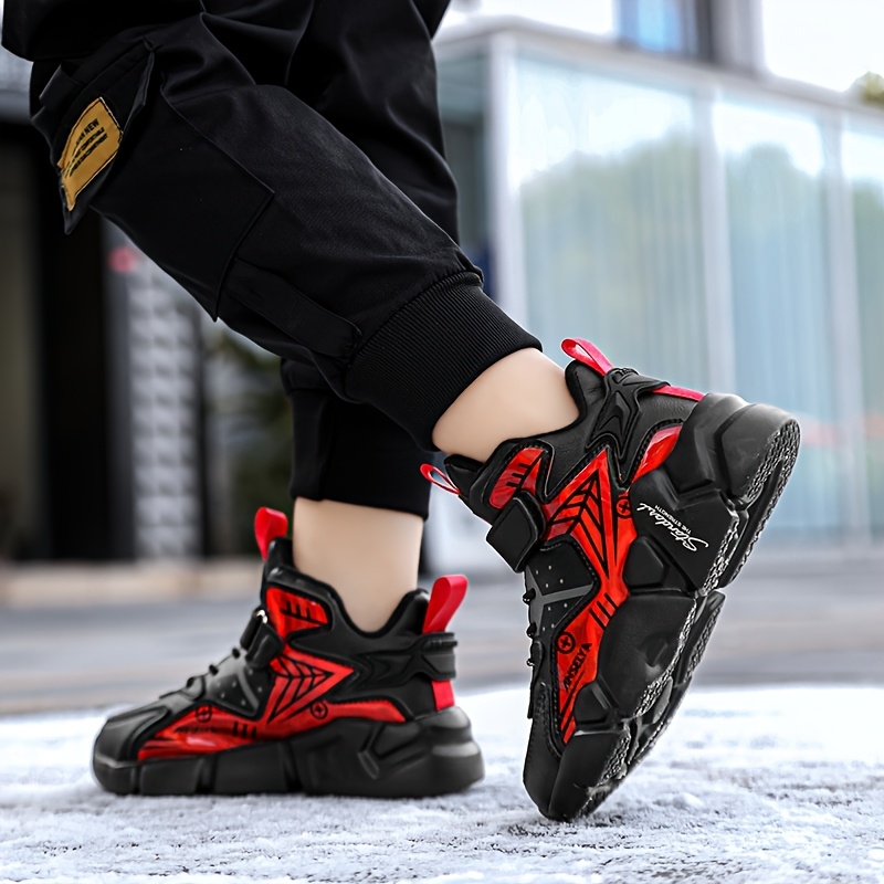 Jongensmode-sneakers - Duurzame laagtop-basketbalshoes met sluiting, ademende stofinleg en EVA-gepolijste zool voor outdoor-hardlopen, casual-draag - Comfort voor alle seizoenen, basketbalshoes, sportkleding, stijlvolle design met lusen, gevoerde EVA-zool