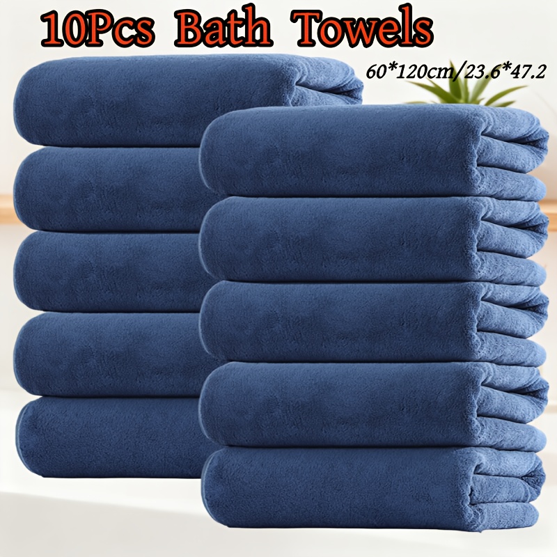 TEMU 10pcs Set Modern Microfiber Bath Towels | 60*120cm, Quick Drying, Non-fading, Ideal For Home, Spa, Gym, Sauna, Christmas Holiday Gift, Soft And
