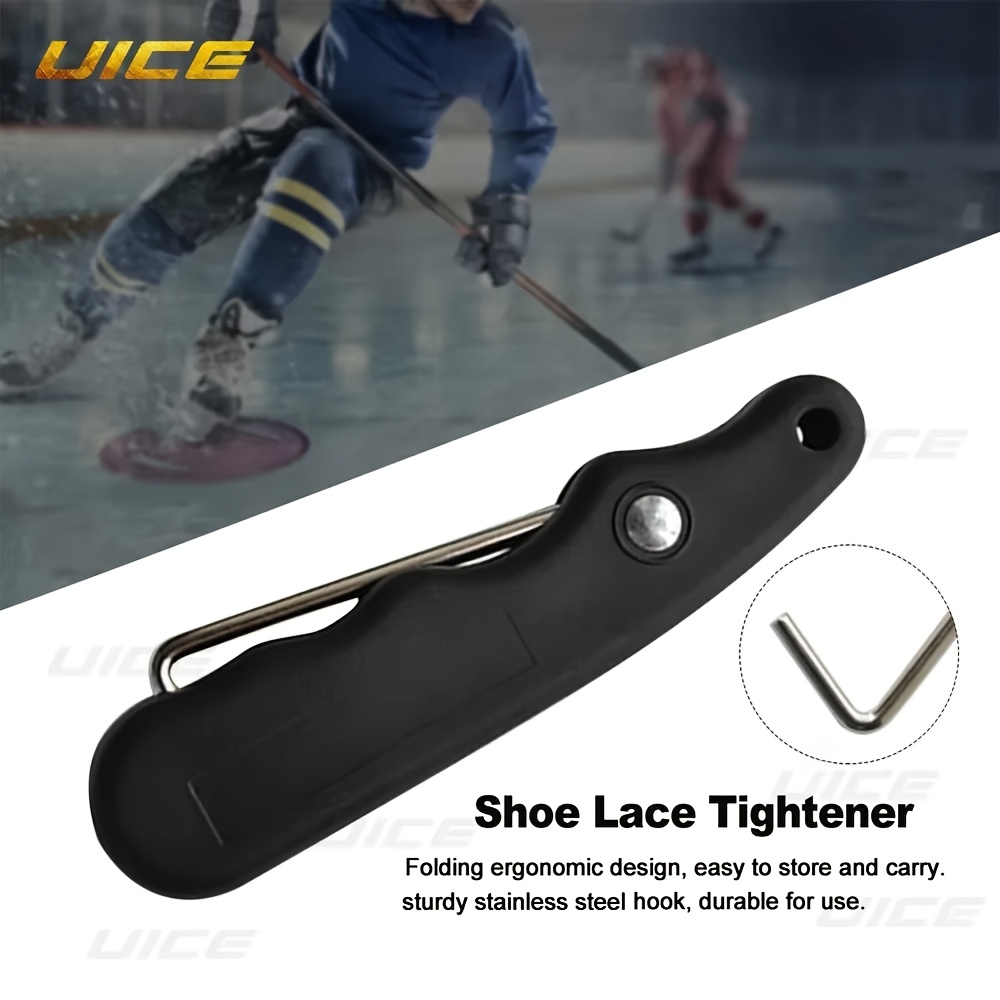 

Ergonomic Black Stainless Steel Skate Lace Tightener With Extended Hook - Portable & For Ice Hockey And Roller Sports