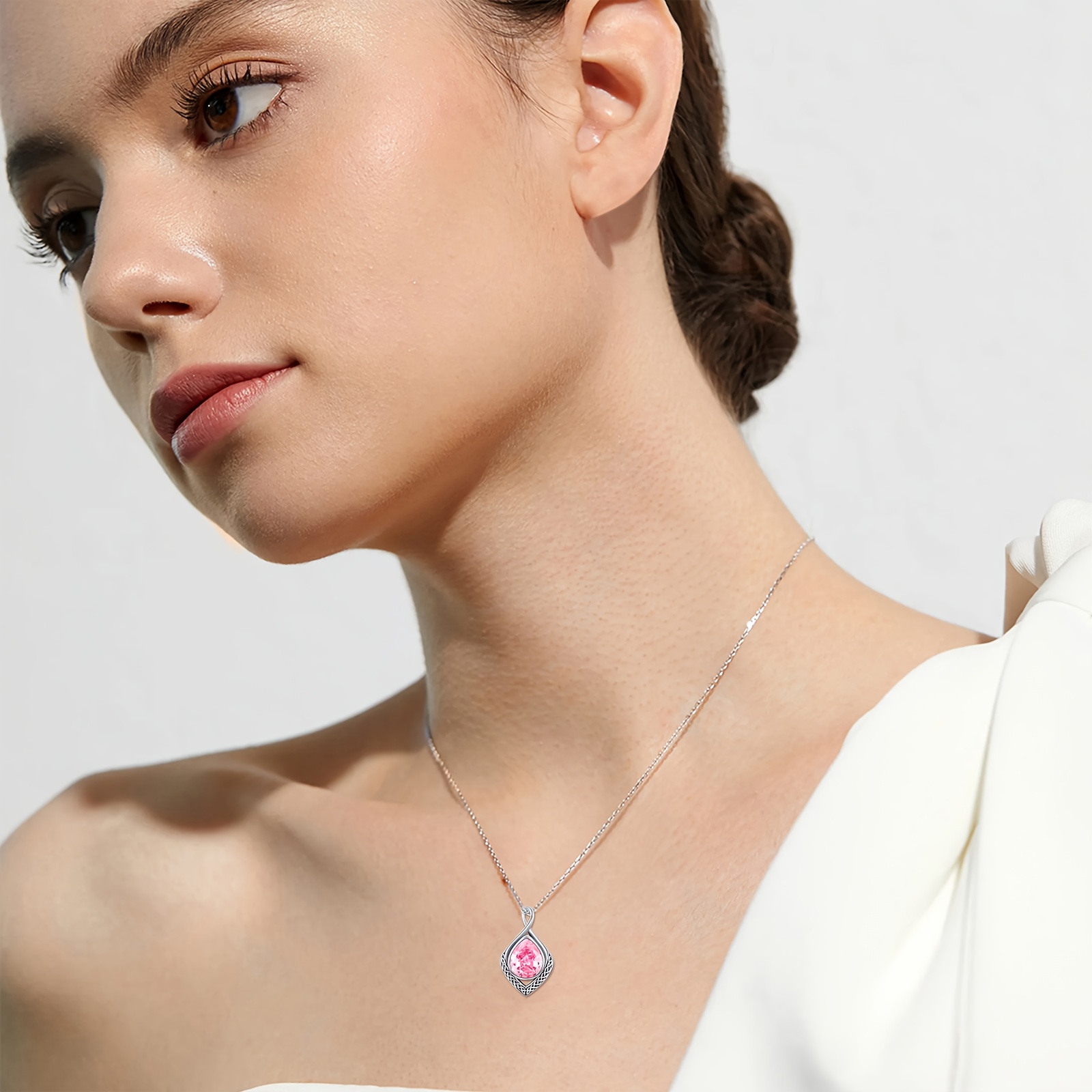 Women's 925 Sterling Silver Celtic Knot Birthstone Pendant Necklace