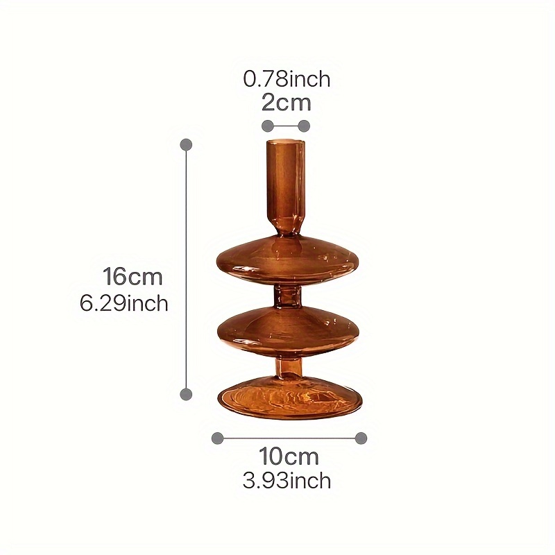 Image of Vintage Glass Vase Ins Tea Holder Nostalgic Brown Glass Vase Living Room Dried Flower Arrangement Flower Vase Candle Holder Desktop Decoration Ornament