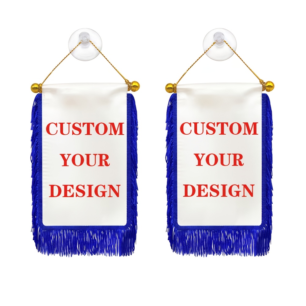 TEMU Decorative Flag, Customize Your , 8x12cm, Mini Flag, Tassel, Double-sided Pattern, With Suction Cup