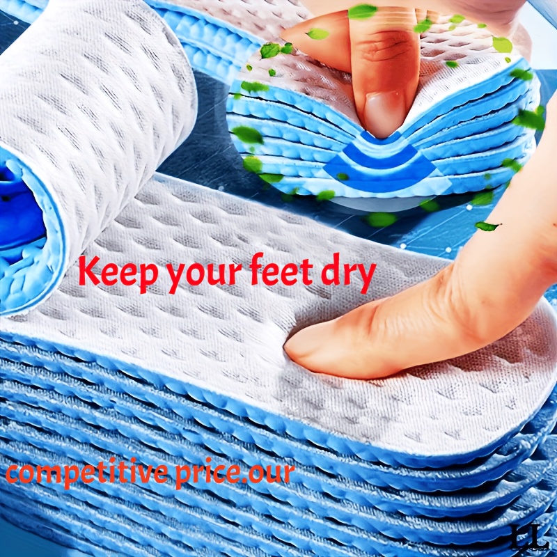 4pcs/2 Pairs Summer Cooling Insoles - Breathable, Unisex Ultra-light Insoles, |Breathable Design|Sweat Absorbing|Shock Absorbing|Long-Lasting|Men's insoles|Ladies insole|Sports insole|Air Cushion|A very light shoe insole|Sports/Casual Shoes|blue