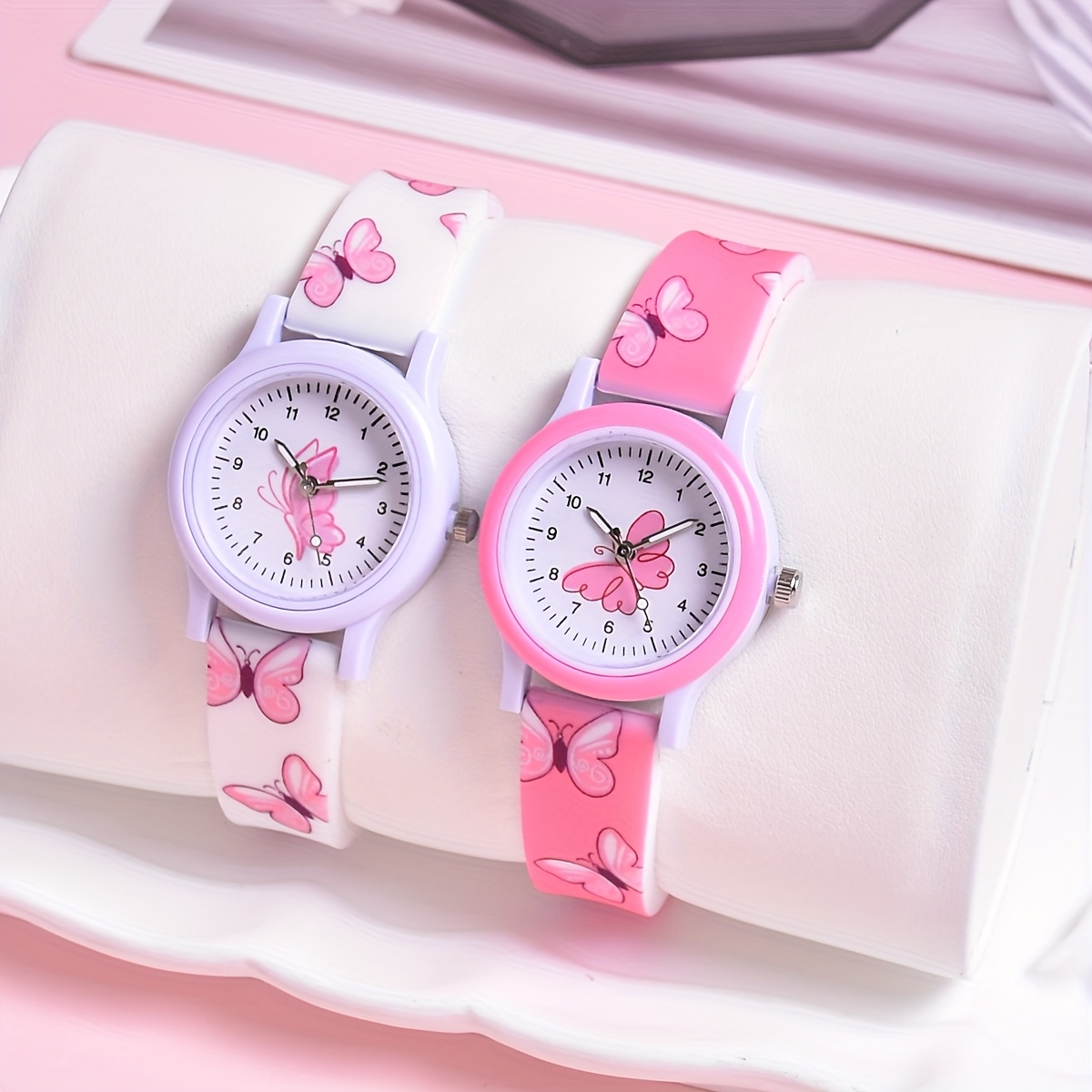 Image of 2pcs Set Silicone Watch Band Cute ' Fashion Watch Cartoon Quartz Wristwatch