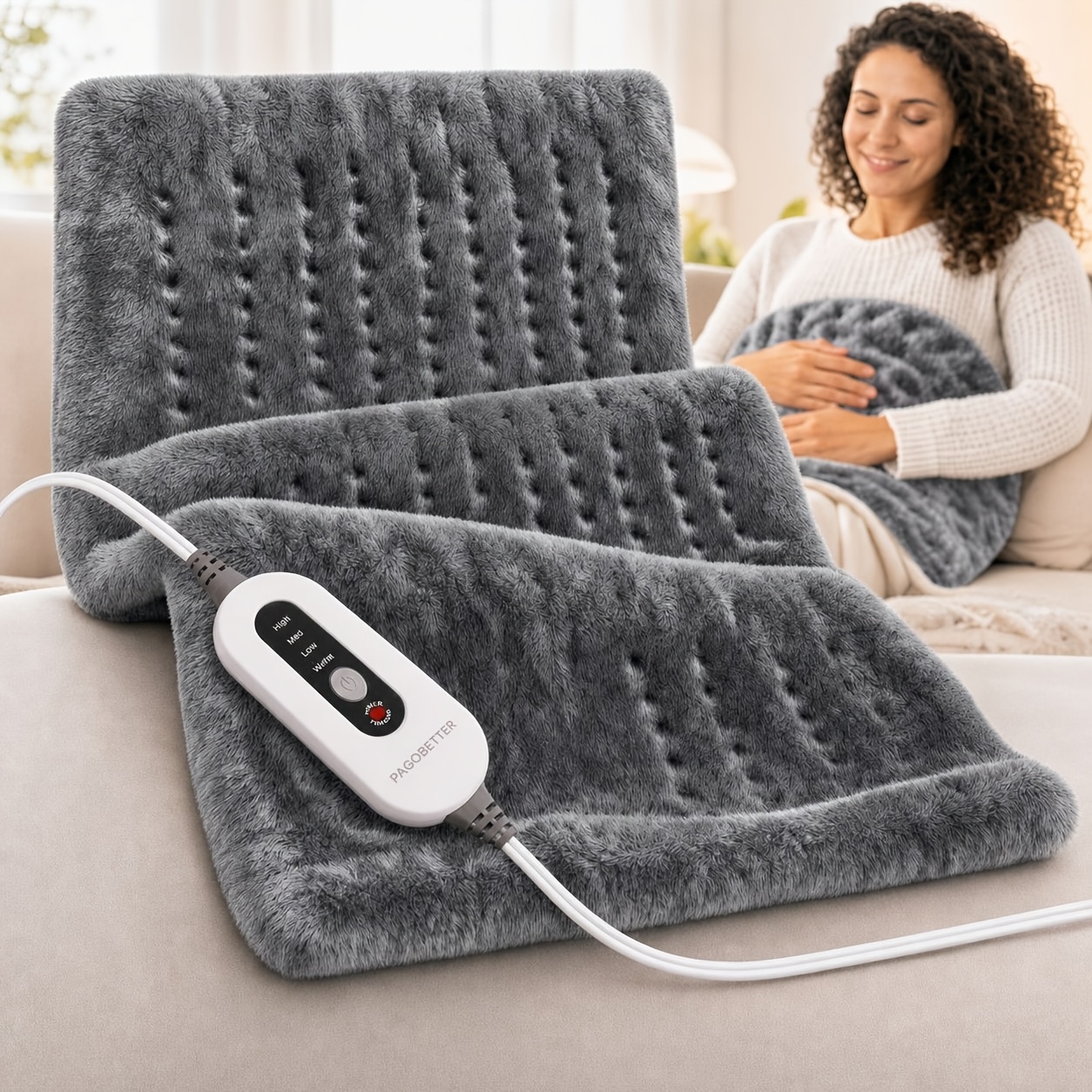 TEMU 12x24in Heating Pad For Back And Neck, Thickened Electric Heat Pad For Shoulders, Fast Heating With 3 Heat Settings, Machine Washable Heat Pad,