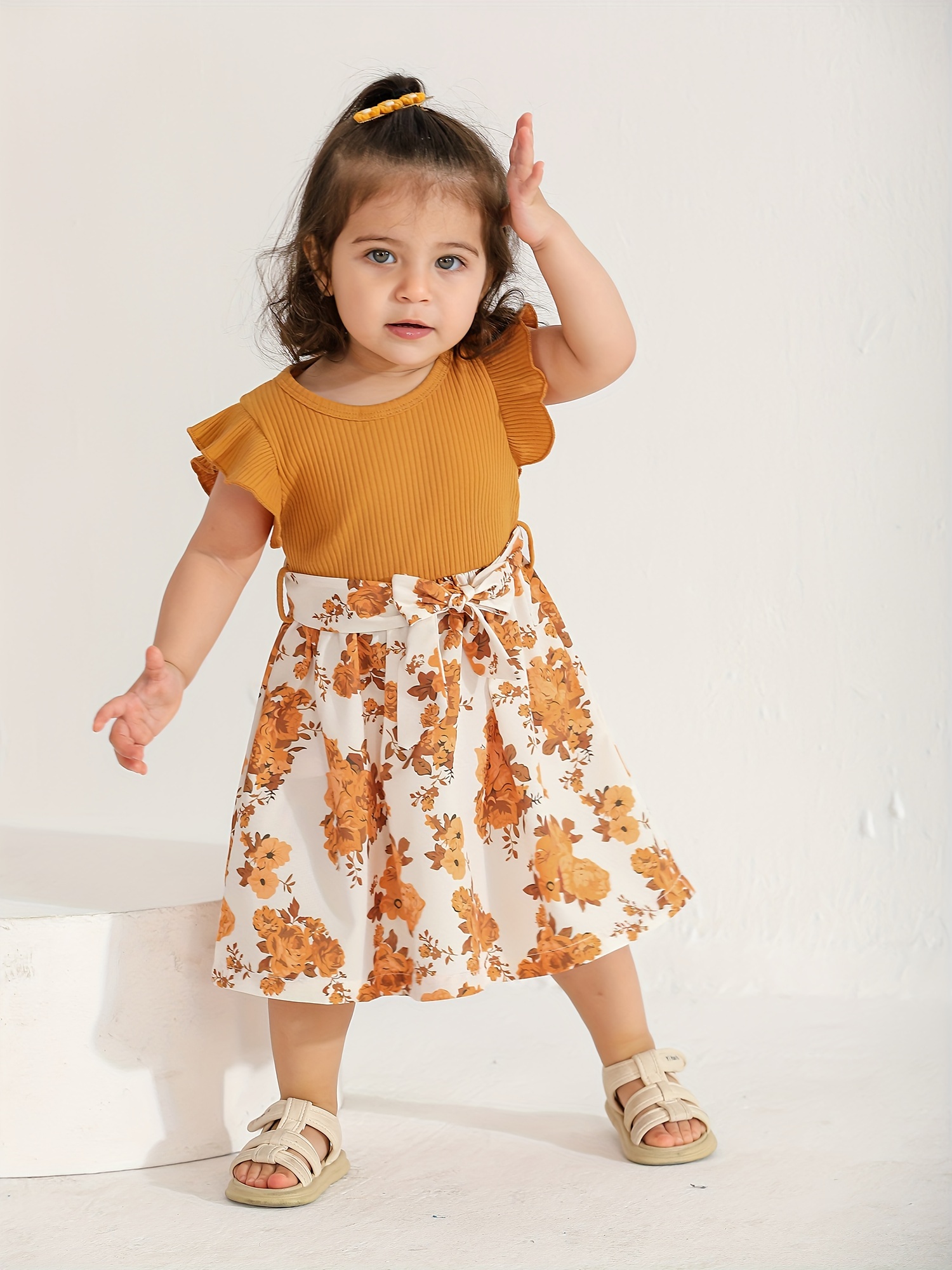infant baby girl dress summer ruffle sleeve floral - Temu