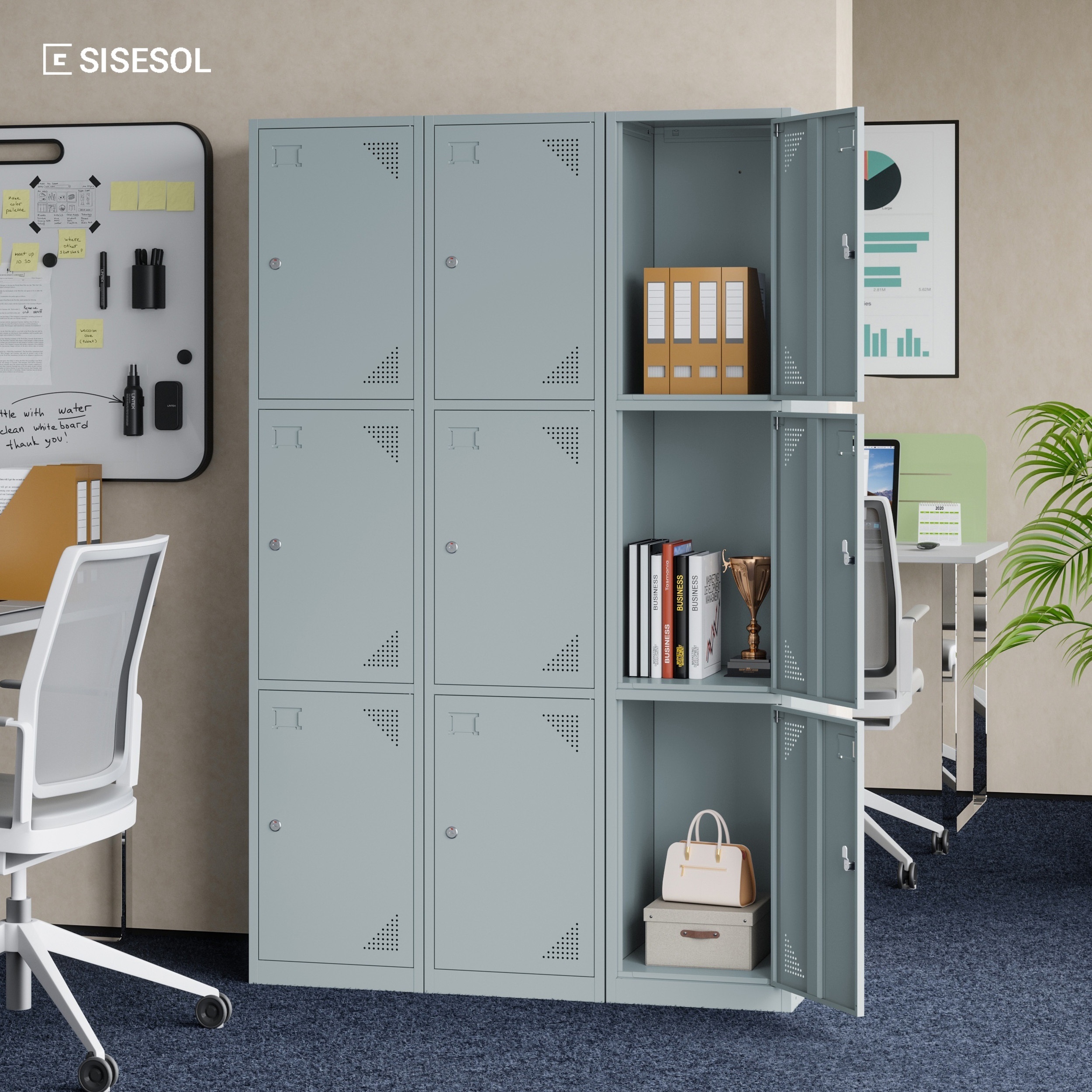 

Sisesol Metal Locker With 3 Doors, 71" Locker Storage Cabinet For Employees, 3 Tier Steel Locker With Lock And Keys For School, Gym, Home, Office Staff