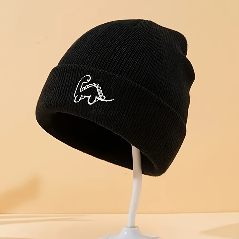 

Dinosaur Embroidered Knit Beanie - Stylish & Warm, Outdoor Activities, For Winter