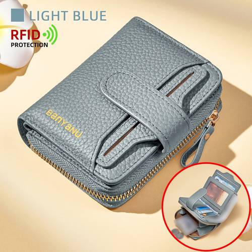 item picture cowhide coin purse card bag rfid shielded 7 card slots coin storage