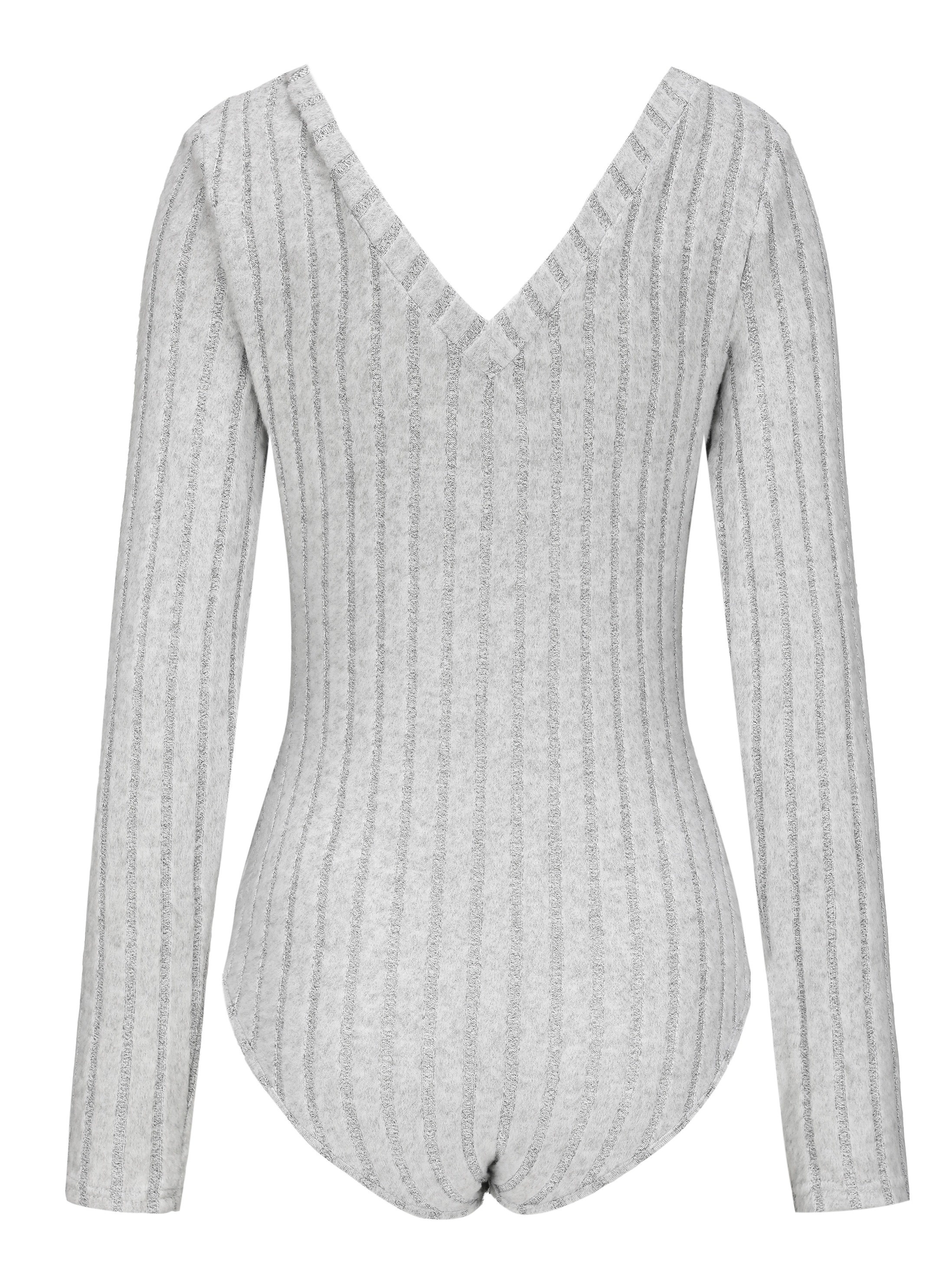 louren / vneck knit body suit / gray