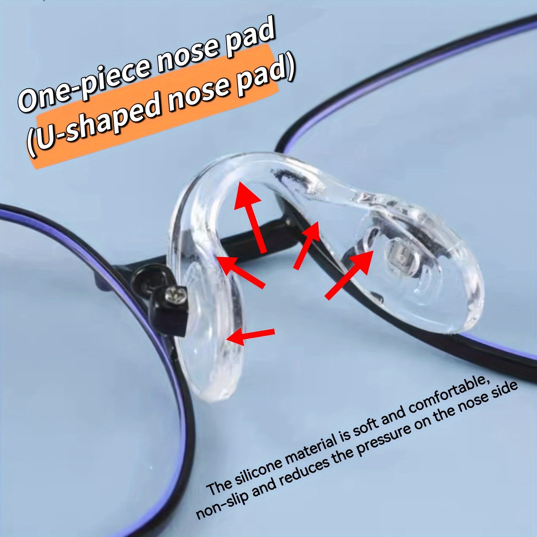  u shaped nose pad for adult eyeglasses soft comfortable non slip and pressure reducing silicone material details 0