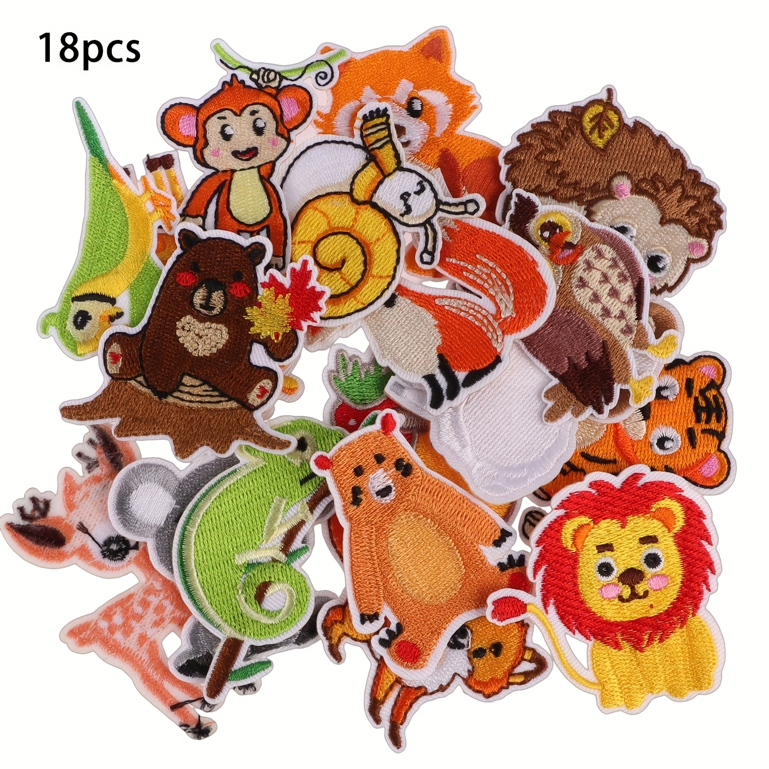 Image of 18pcs Of Forest Animal Iron-on Patches Featuring Cute Foxes, Squirrels, And Raccoons For Sewing, Mending, And Embroidery, Perfect For Crafts, Gifts, Clothing, Backpacks, And Hats