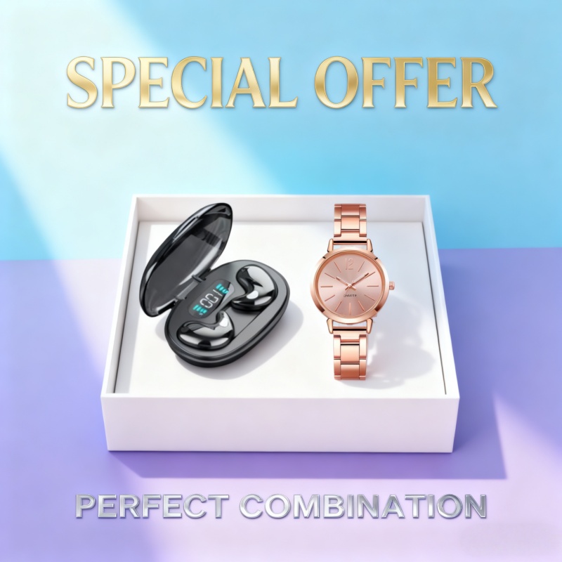 2-in-1 Hot Selling Smart Digital Electronic Gift Includes - Electronic Display Wireless Earphones * 1 Stylish And Exquisite Watch * 1, Suitable for Daily/travel/outdoor Wear, Is The Best Gift for Family And Friends On Christmas And Halloween