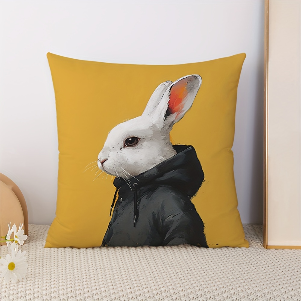 

1pc, Mr. Rabbit Decorative Pillow Case, Decoration Cushion Cover For Sofa, Coffee