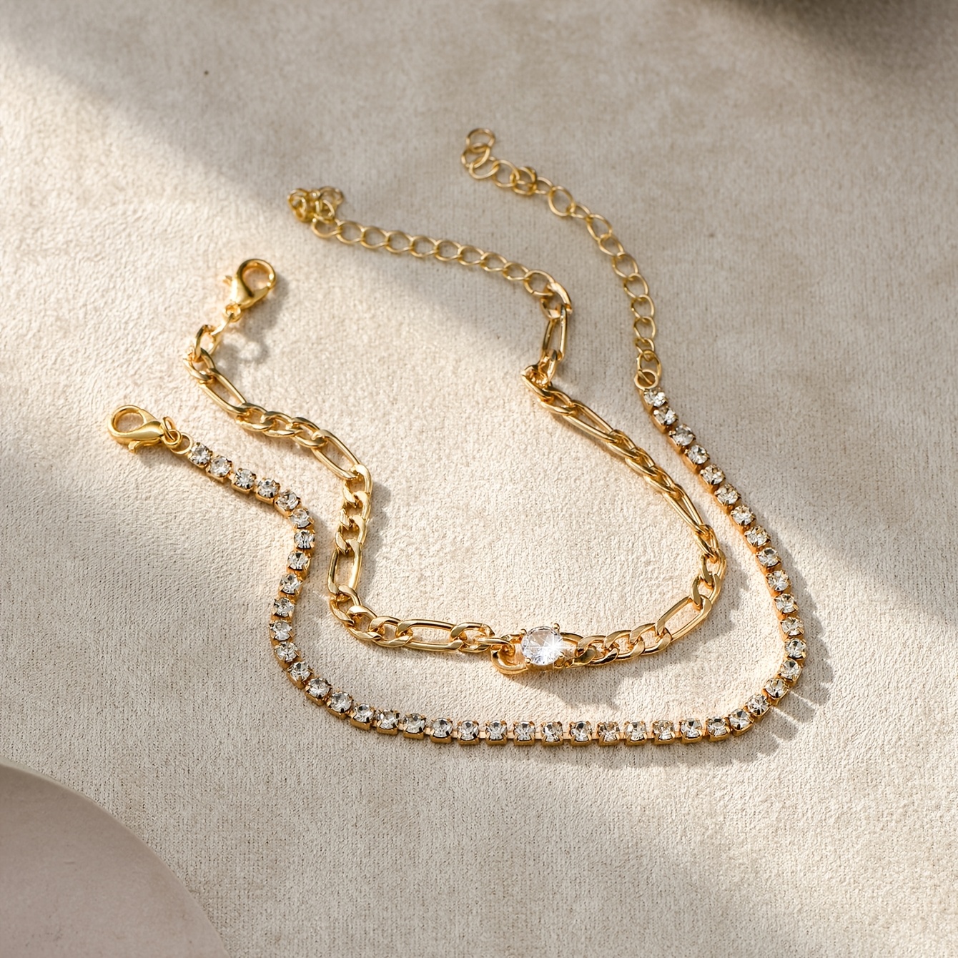 Women's Shiny Temperament Inlaid Zirconia Stackable Bracelet Set