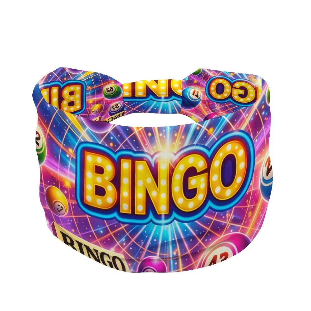 TEMU Bingo - Themed Stylish Women's Hair Tie, Yoga Headband. Sweat - Wicking, Breathable Wide Headband. Soft, Non - Slip Sports Hair Accessory,