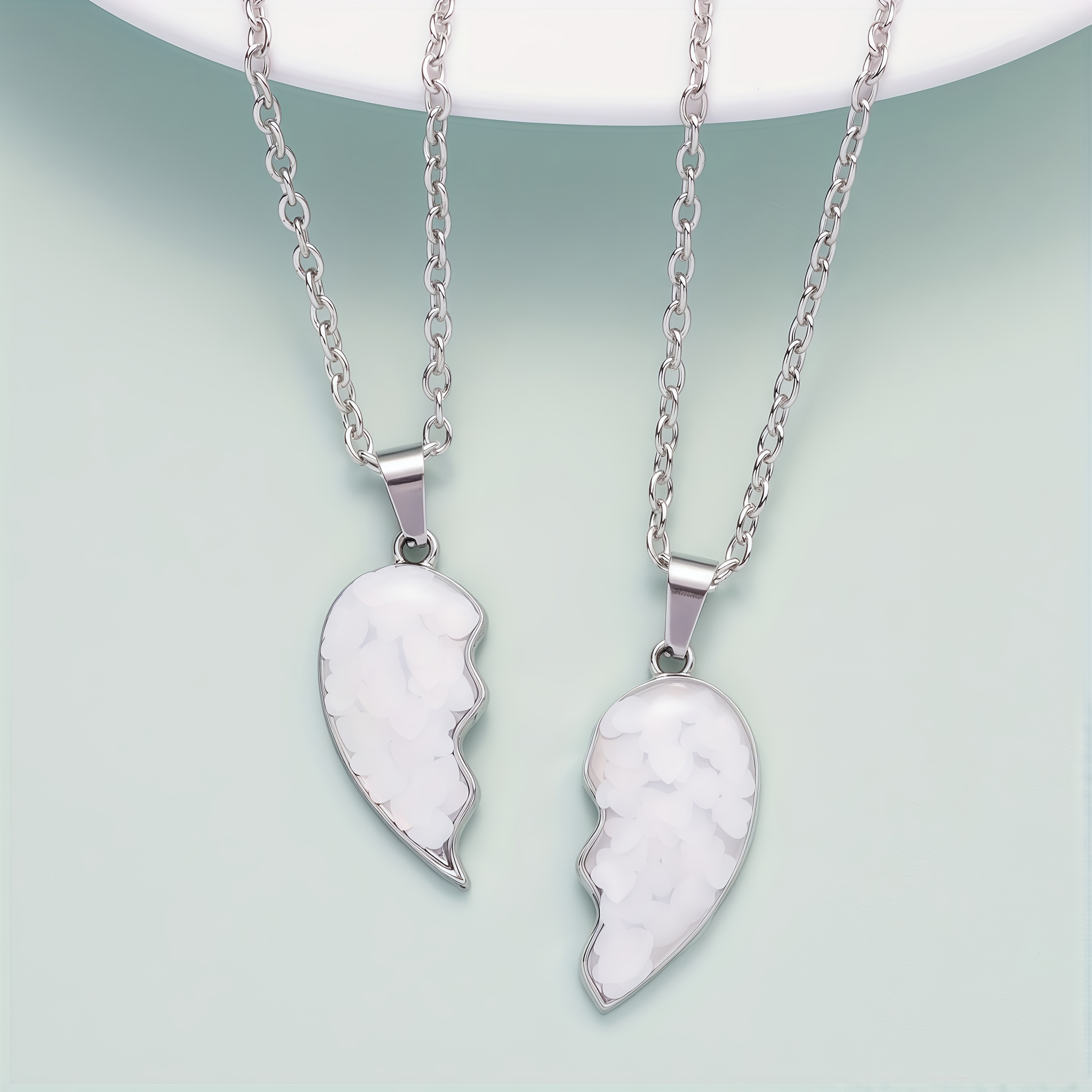 Heart-Shaped Pendant Necklace Set for BFFs and Couples