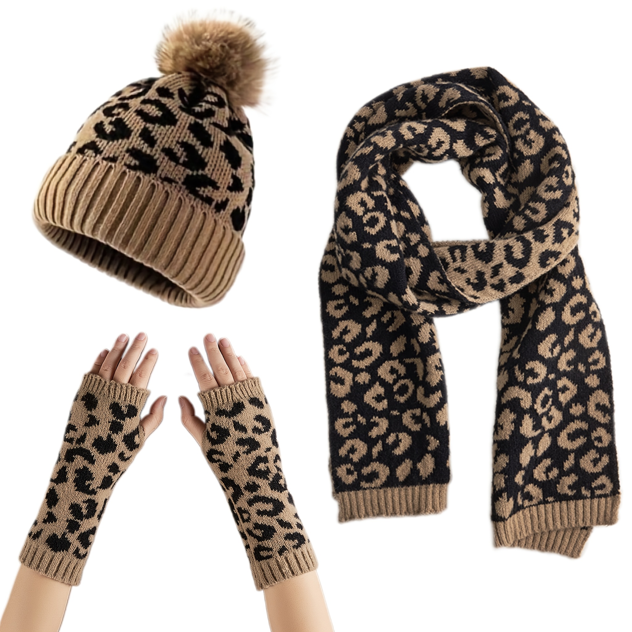 Women's 3pcs Winter Hat, Scarf & Gloves Suitable For -: Vintage Windproof Soft Warm