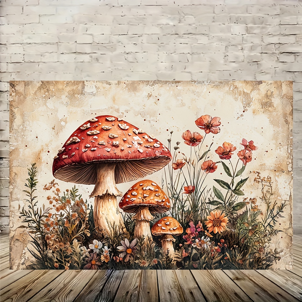 

Mushroom Wooden Framed Effcet Canvas Painting Wall Art Prints For Home Decoration, Living Room & Bedroom, Festival Party Decor, Gifts, Ready To Hang