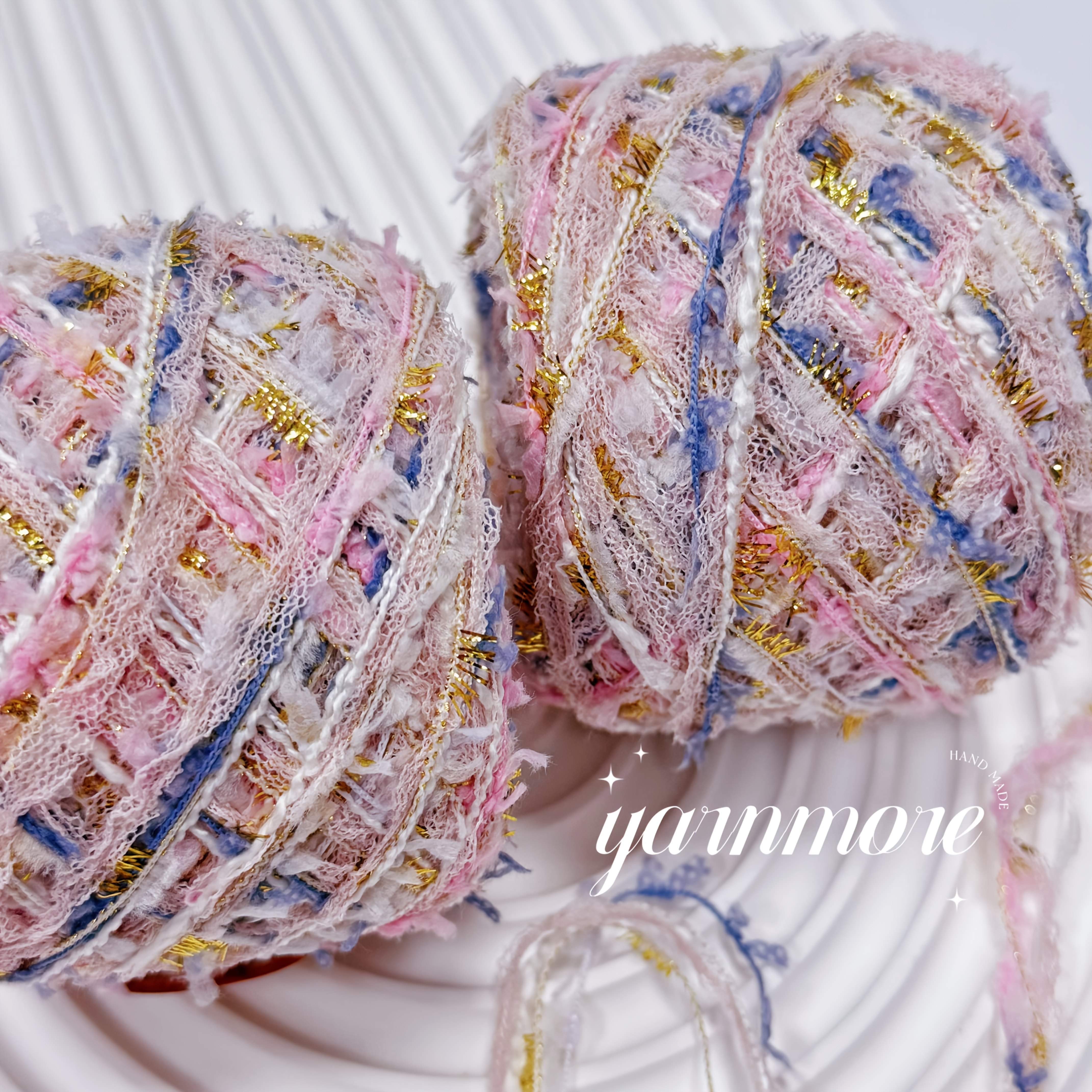 TEMU Blue, And Classic Elegant Style Hand- Yarn, Lace Mesh Macaron Striped Yarn, Hand-woven Bag, Scarf, Hair Clip, Doll Diy Crochet Specialty Yarn