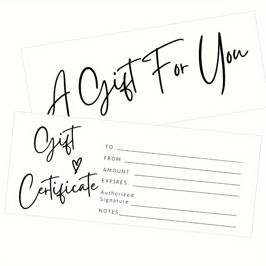 TEMU 50 Cartes Cadeaux Vides Personnalisables - Fabriquées en Papier Premium Adapté aux Spas, Salons de Beauté, Restaurants, Anniversaires et Cadeaux
