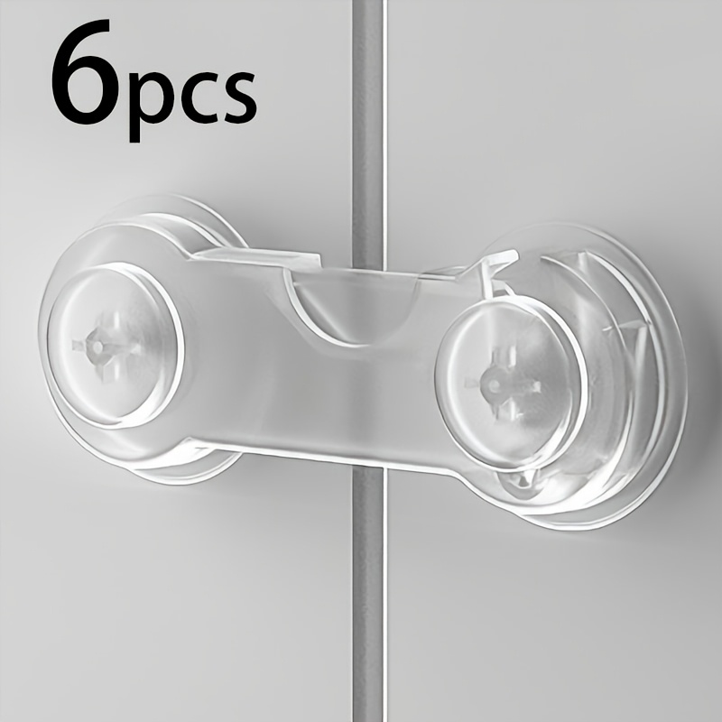 TEMU 6/10 Pack Short Transparent Cabinet Door Safety Locks, Home Anti-pinch Protective Latches, No Drilling, Installation, Universal Safety Locks For