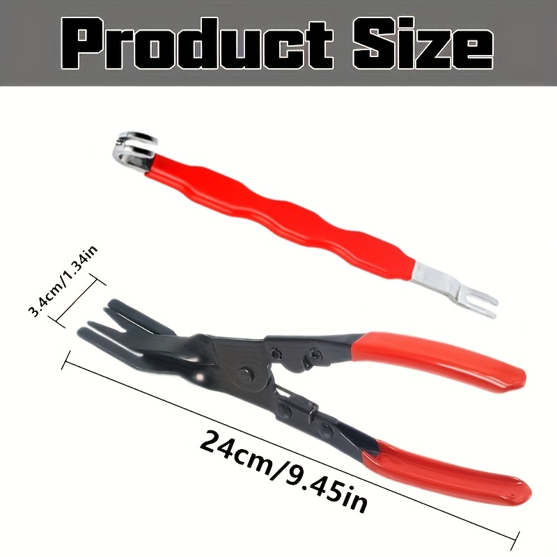 TEMU 2pcs Car Panel Clip Removal Pliers Tool And Car Wiring Harness Tool, Auto Fastener Repair Set, Plastic Clip Push Pin Pliers Car Pry Tool Door
