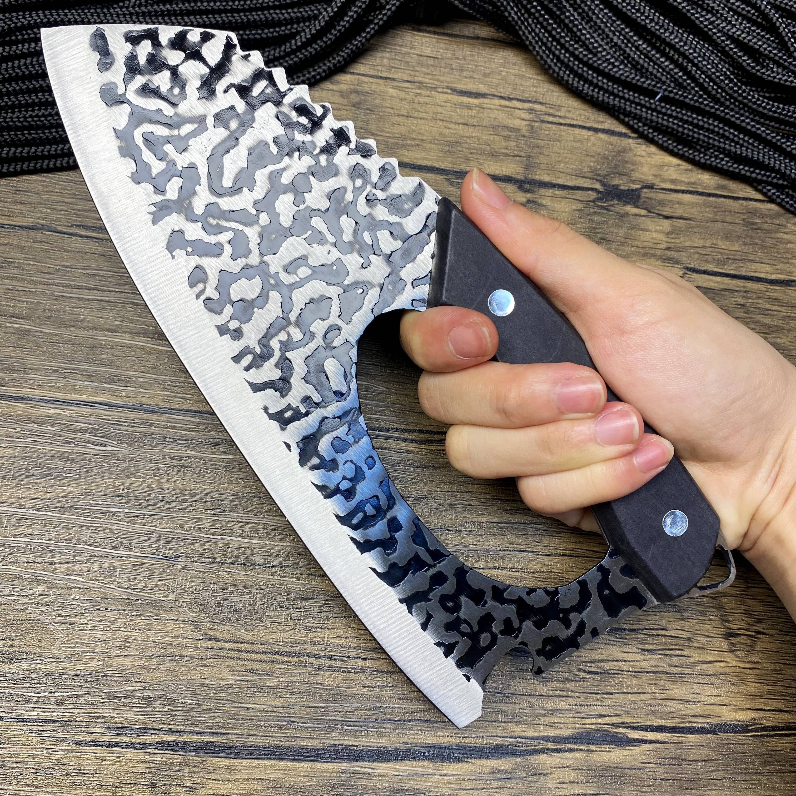 

Ergonomic Stainless Steel Kitchen Knife With Blue-, Patterned Blade - Effortless Meat & Vegetable Cutting, Construction - Ideal Gift For Mom Or Wife