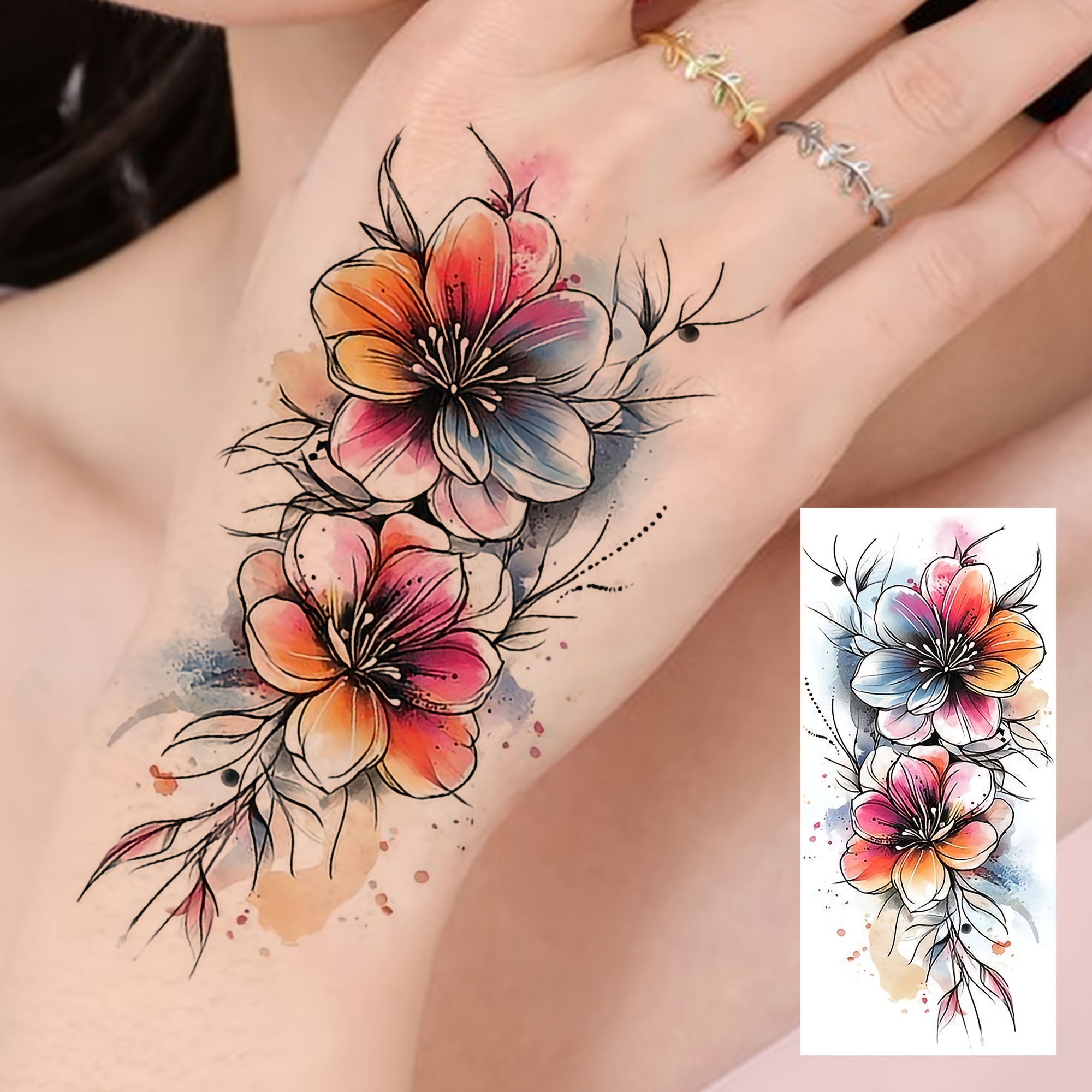 1 Sheet Realistic Temporary Tattoos Suitable For - Waterproof Long-lasting Fake Tattoo Stickers With Cherry Designs, Body For Parties, Festivals, Thigh,, Arm, Hand, Finger, Neck, Waist, Forearm
