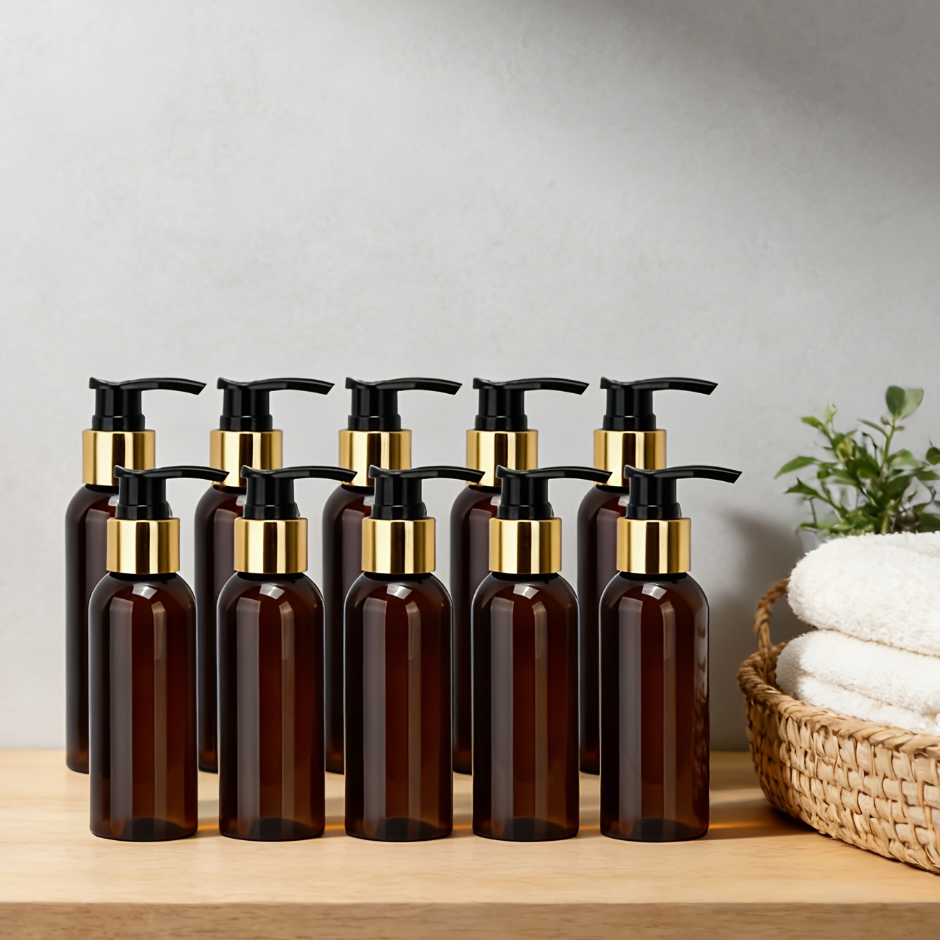TEMU 10pcs Set 100ml Amber Portable Travel Business Shampoo, Body Wash Dispenser Bottle, Refillable Hand Wash/conditioner/body Lotion/essential