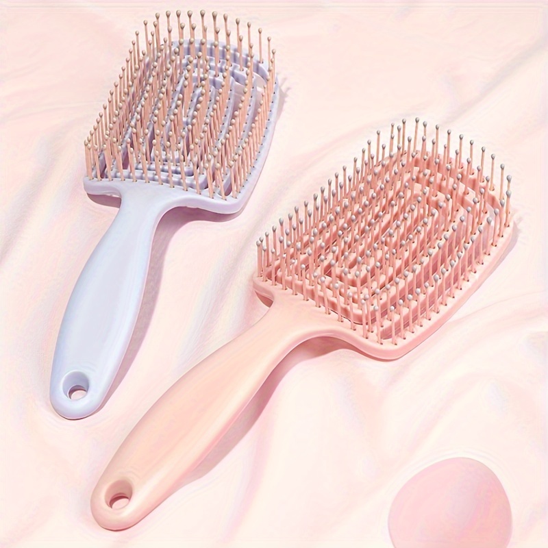 

1pc Large Curved Hairdressing Comb Fluffy Hair Styling Comb Rib Comb Hollow Out Hair Comb For Wet Or Dry Hair